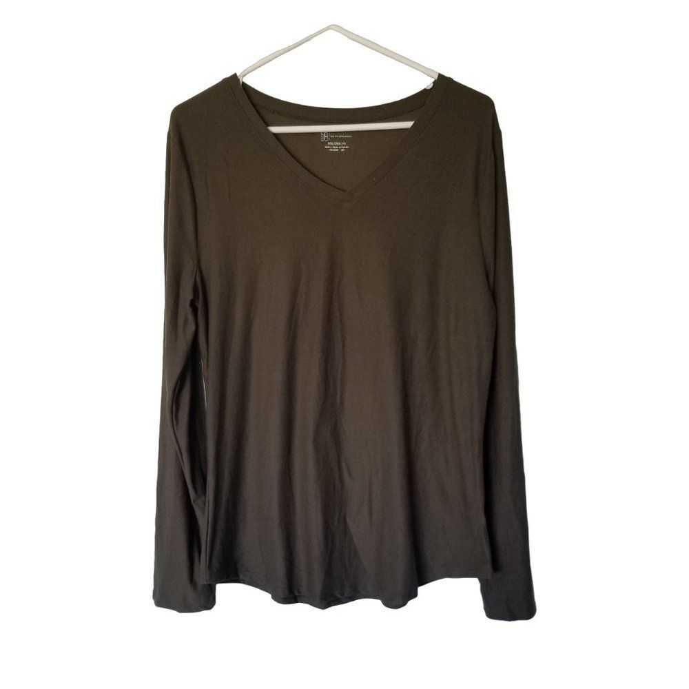 Olive Green Slinky Soft T Shirt Long Sleeve XXL